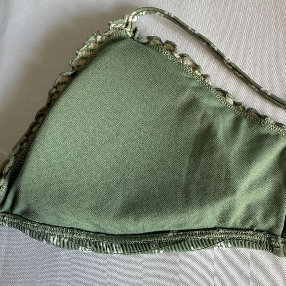 Hollister 2pc Swimsut Bikini Green Women Medium Triangle Silhouette Smocked - Picture 8 of 14
